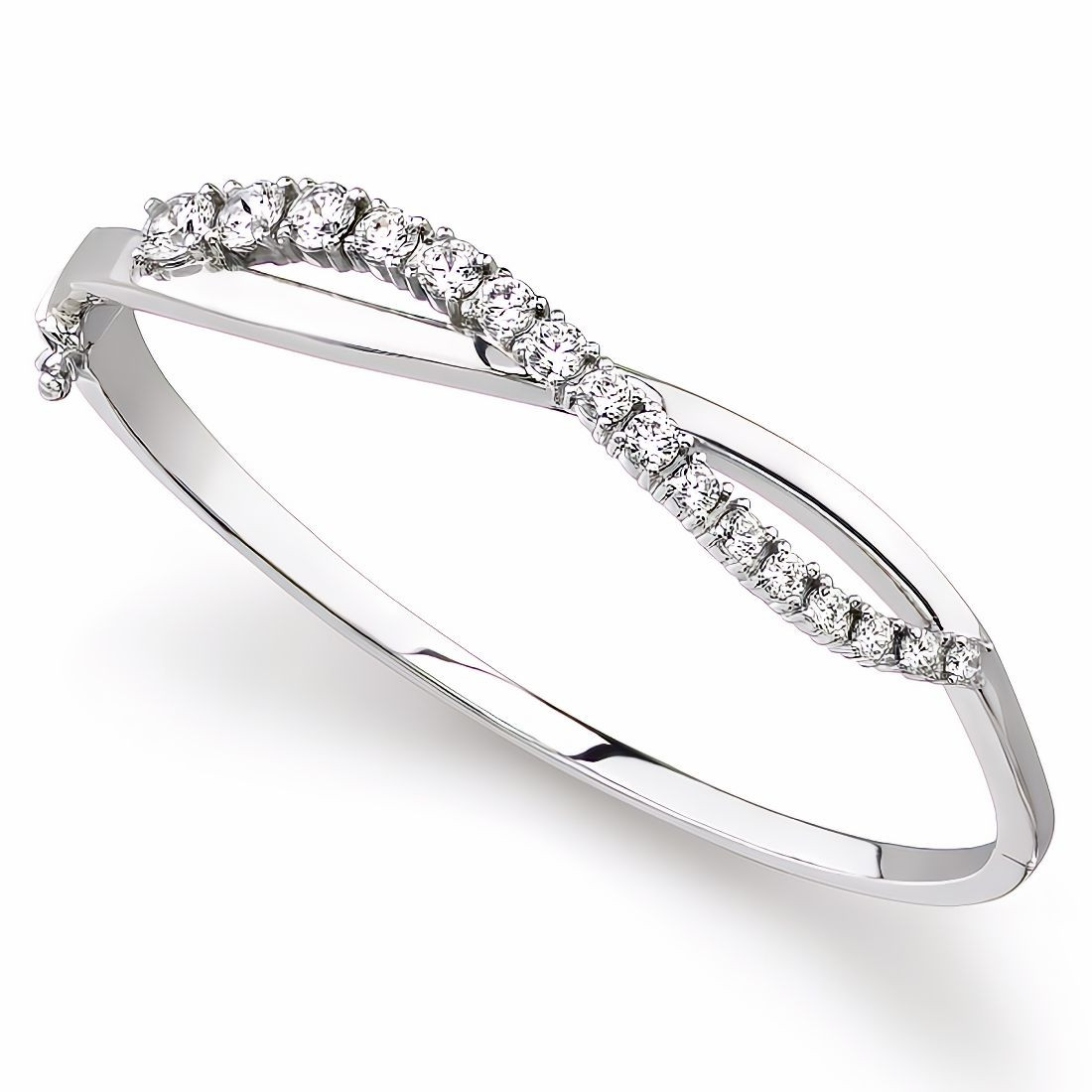 2 Carat Diamond Journey Twist Bangle Hinged Bracelet 14k Gold