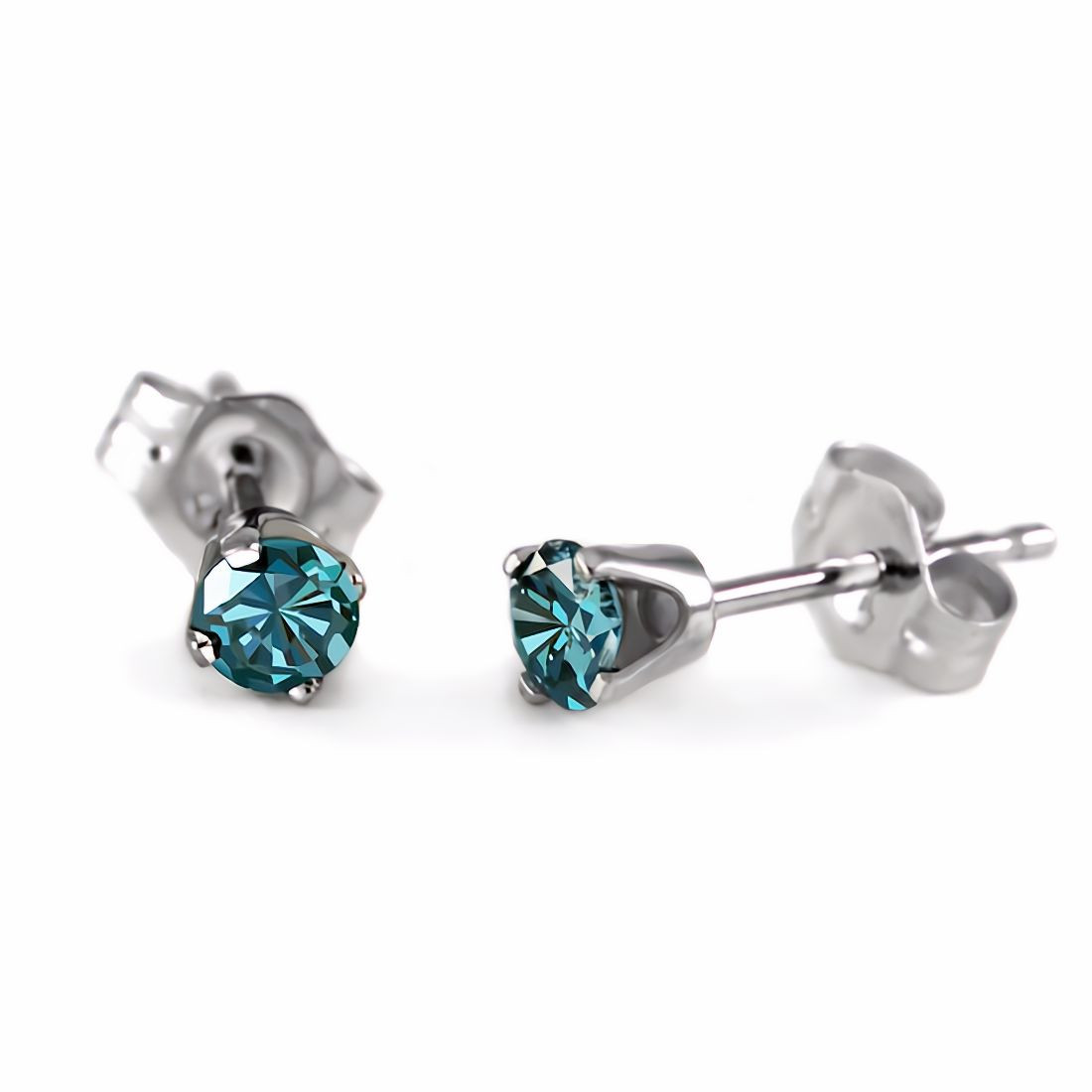 1/4 Carat Fancy-Blue Diamond Stud Earrings White Gold