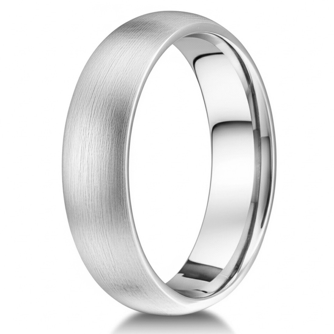Domed 18k Gold Wedding Band Satin / Matte Finished Ring
