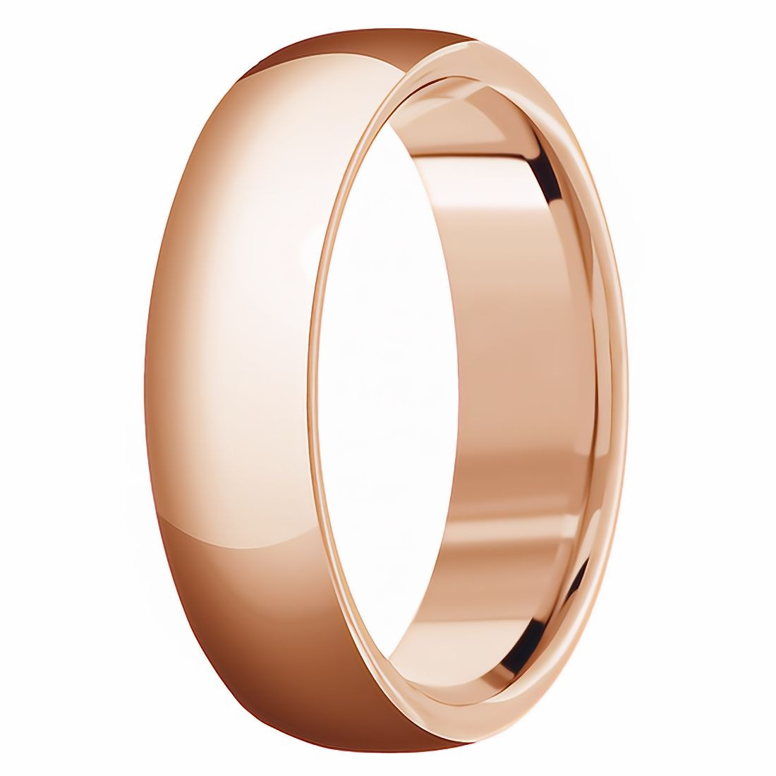 Classic Domed Ring Polished 14k Rose Gold Wedding Band