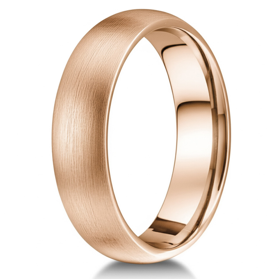 Classic Brushed 14k Rose Gold Wedding Band Domed Ring 
