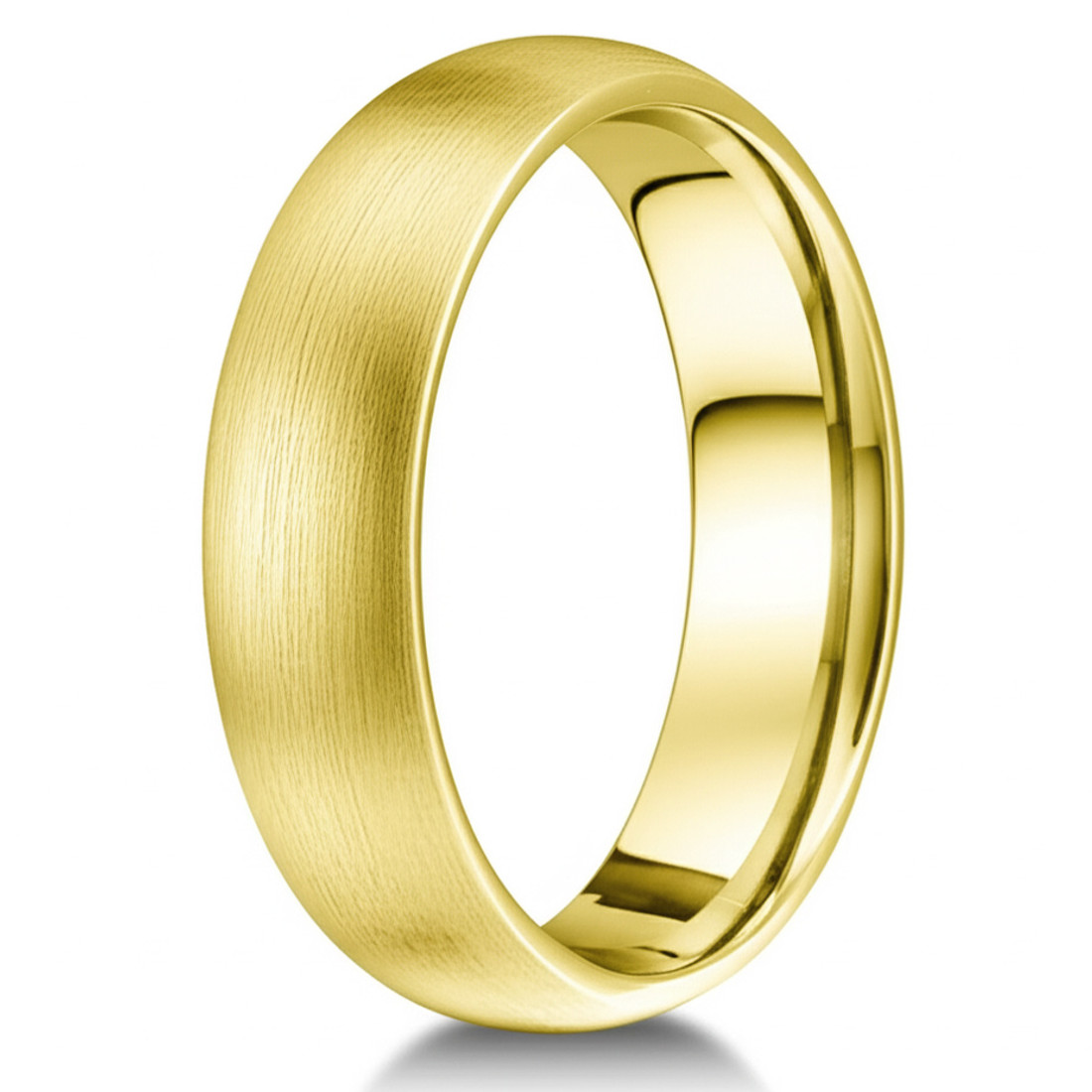 Classic Brushed 14k Yellow Gold Wedding Band Domed Matte Ring 