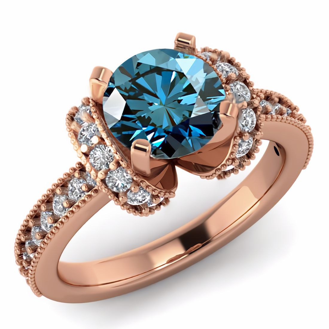VS1 Fancy-Blue Diamond Unique Engagement Ring