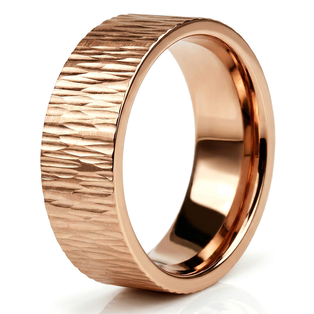 Ripple Texture 14k Rose Gold Wedding Band Men's Ring