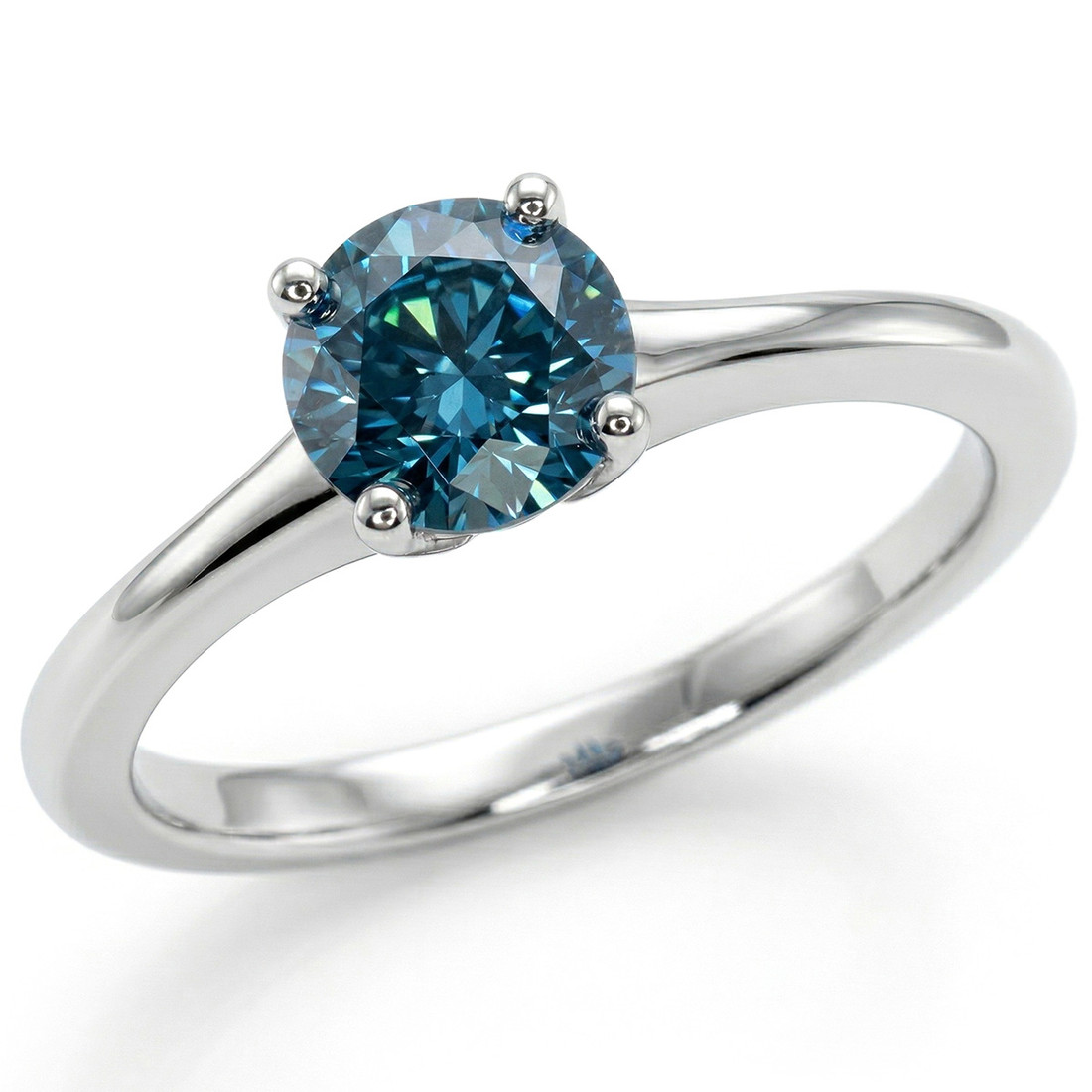 One Carat VS1 Fancy Blue Diamond Flared Solitaire Engagement Ring