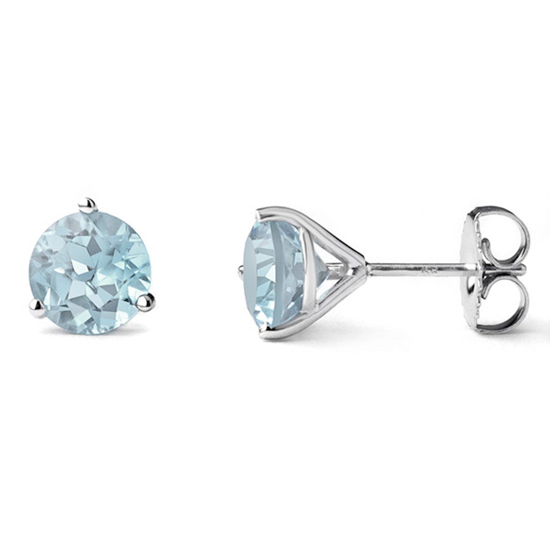 3.20 Carat Aquamarine Stud Earrings 14K Black Gold Vintage Style Handmade  Birthstone