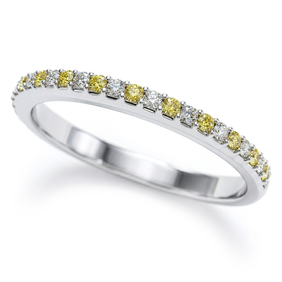 Alternating Yellow and White Diamond Bridal Wedding Band