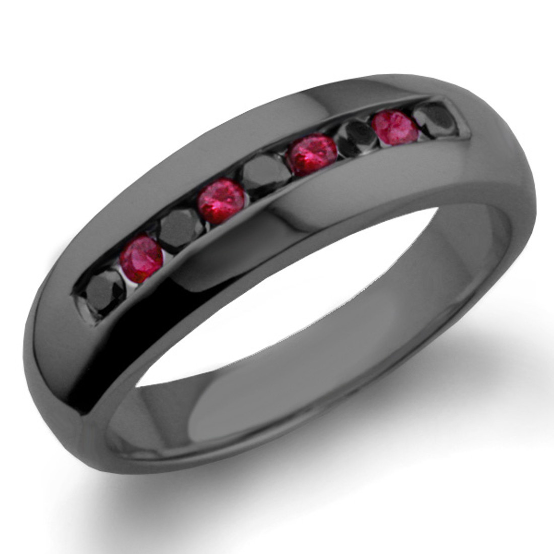 mens red diamond wedding band