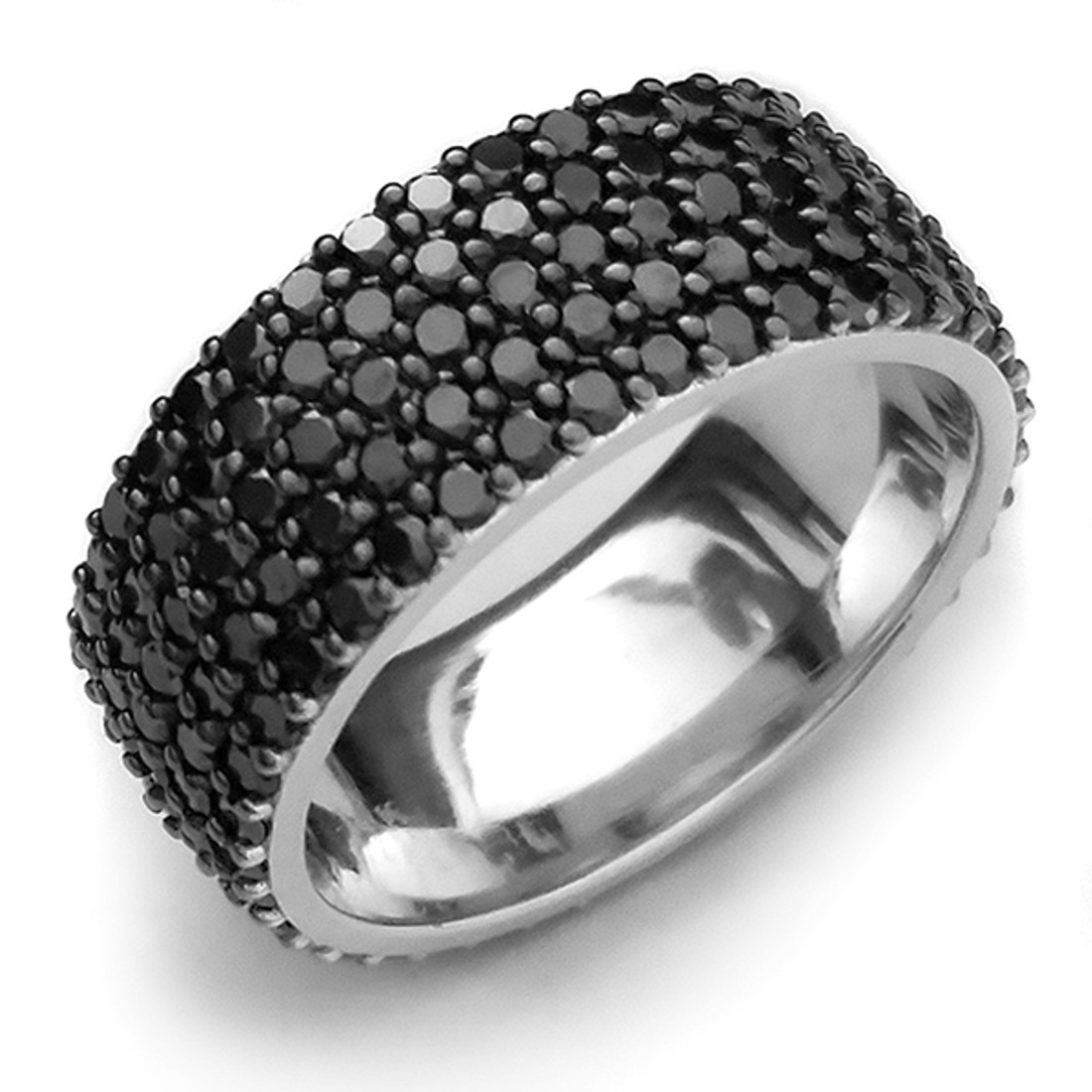 Pave-Set Fancy Black Diamond Eternity Wedding Band Anniversary Ring