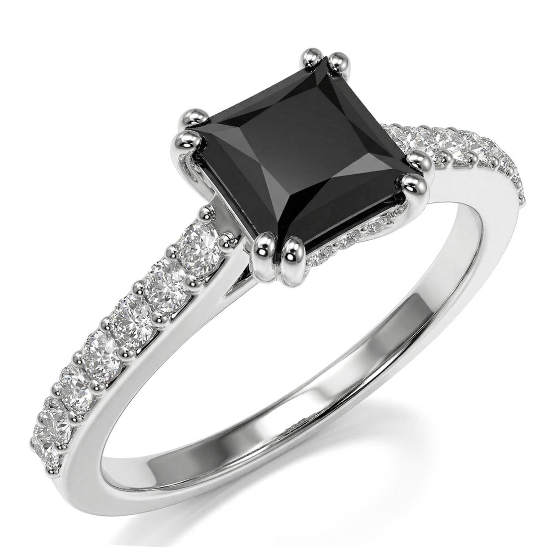 Princess Cut Fancy Black Diamond Engagement Ring