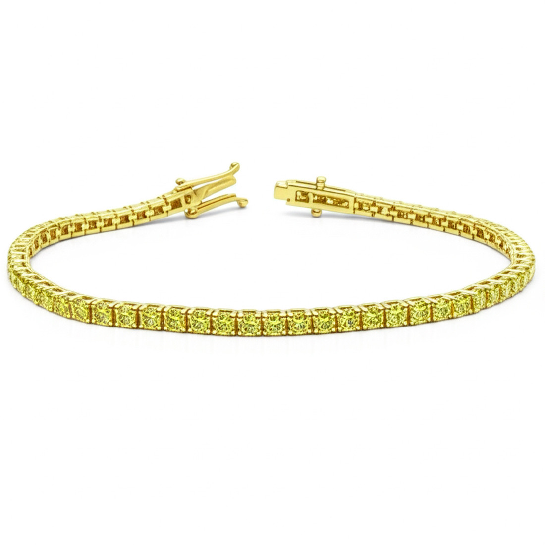 2 Carat Canary Yellow Diamond Tennis Bracelet in 14k Gold