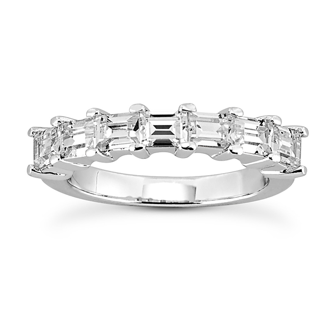 Unique Channel Set Eternity Band, 1.78 TW Emerald Cut Lab Grown Diamond  Wedding Band