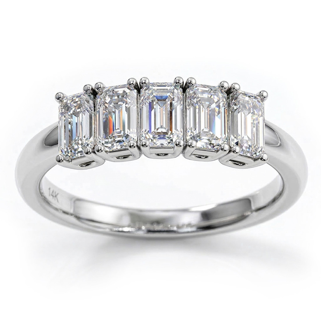 5-Stone Emerald-Cut Diamond Wedding / Anniversary Ring
