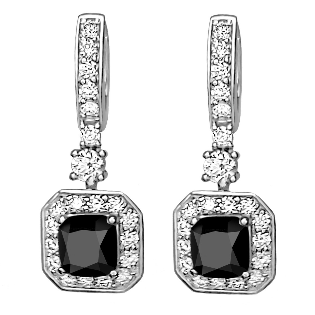 Buy Black Diamond Halo Earrings in 14k Real Gold | April Birthstone