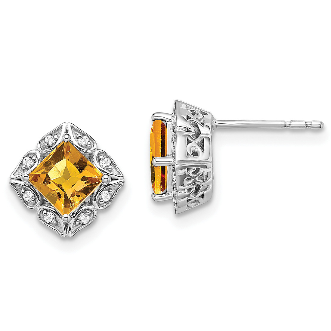 Yellow Diamond Halo Earrings