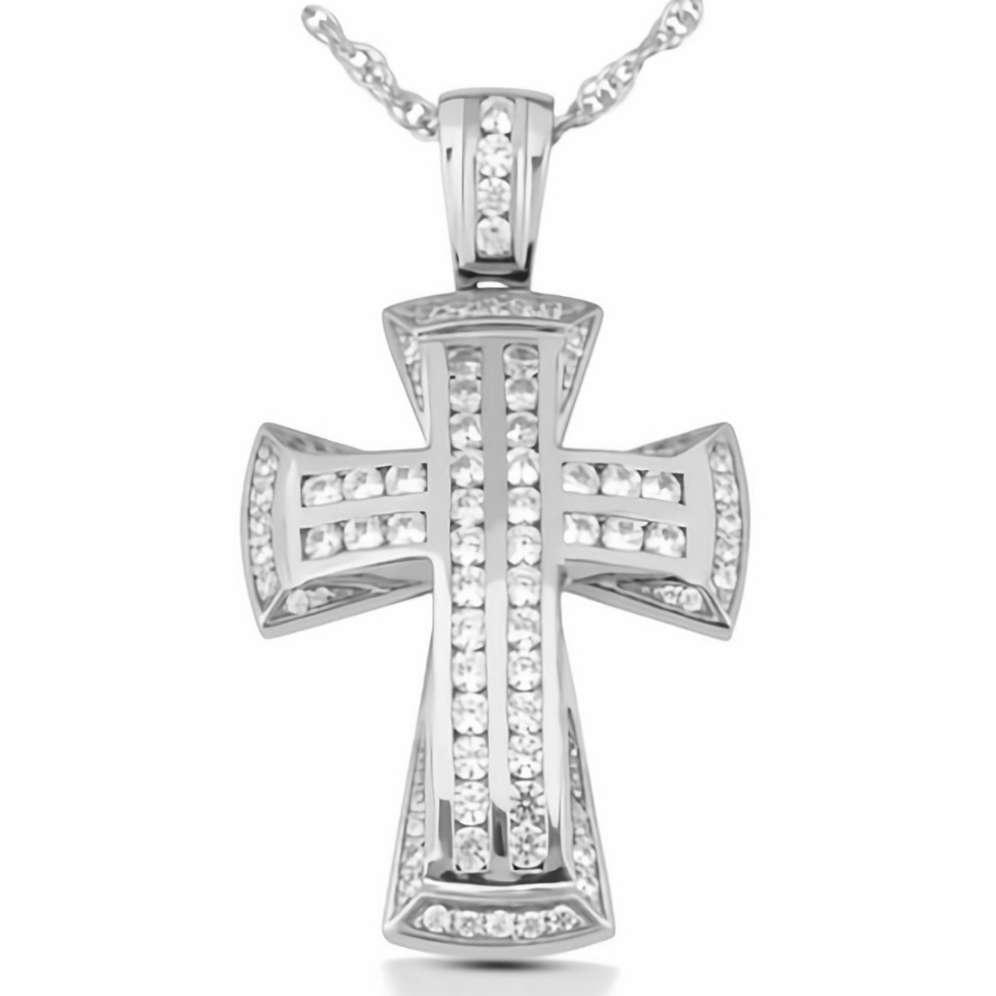 Men's 0.26 CT. T.W. Black Enhanced Diamond Chain Link-Ends Cross Pendant in  Stainless Steel and Black IP - 24