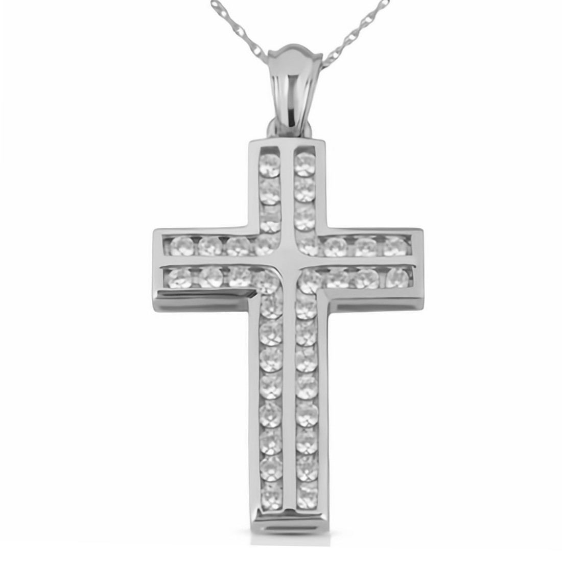 Goldsmiths 9ct White Gold Cross Pendant W10FCGS18CR43 | Goldsmiths