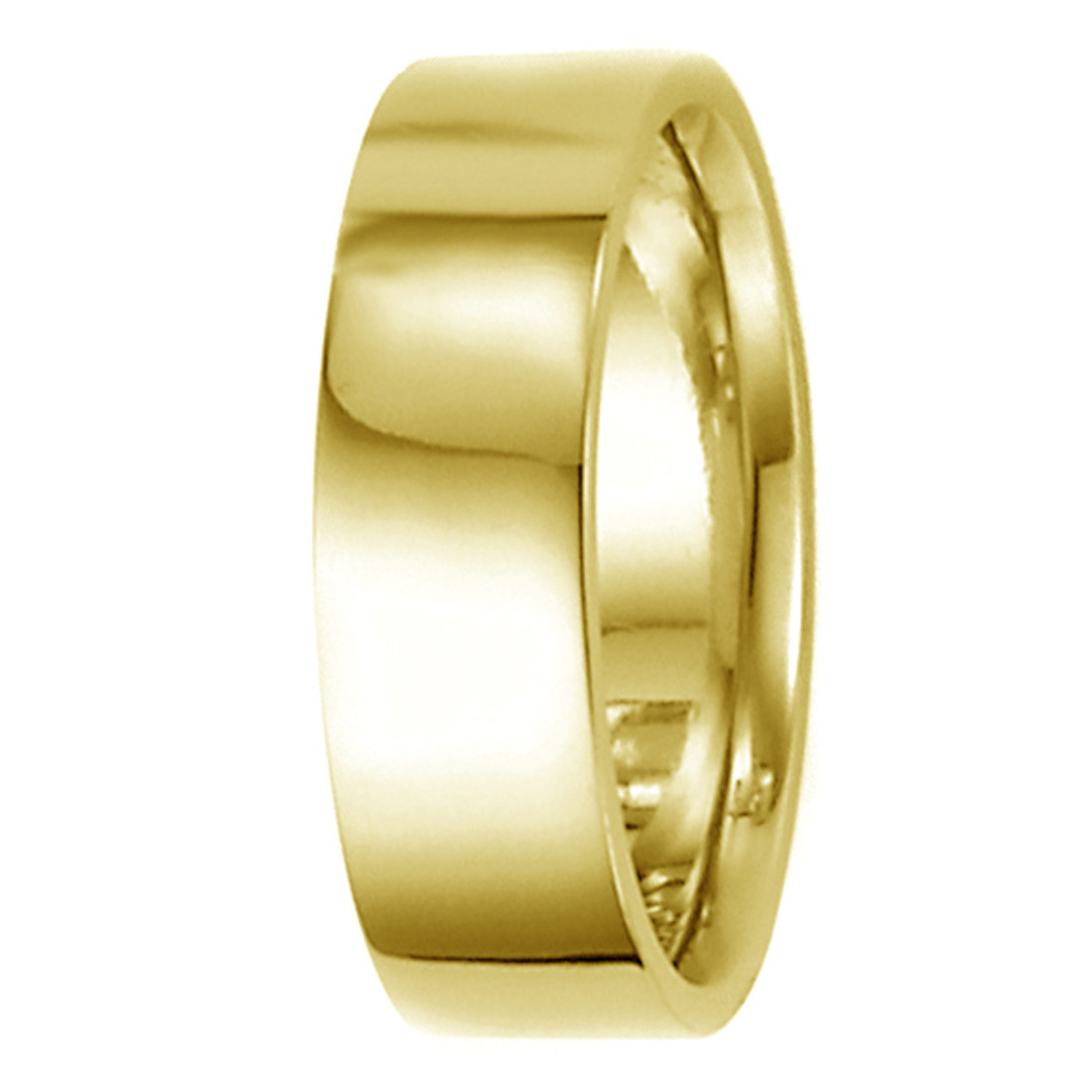 Polished Flat 18k Yellow Gold Wedding Band Men's Ring