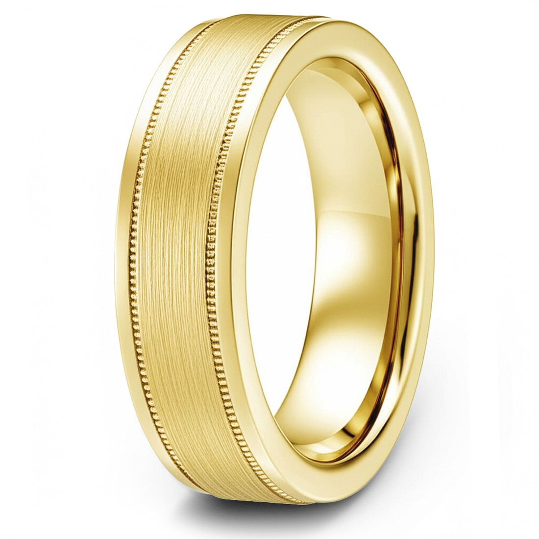 Brushed 18k Yellow Gold Wedding Band Satin Finished Ring