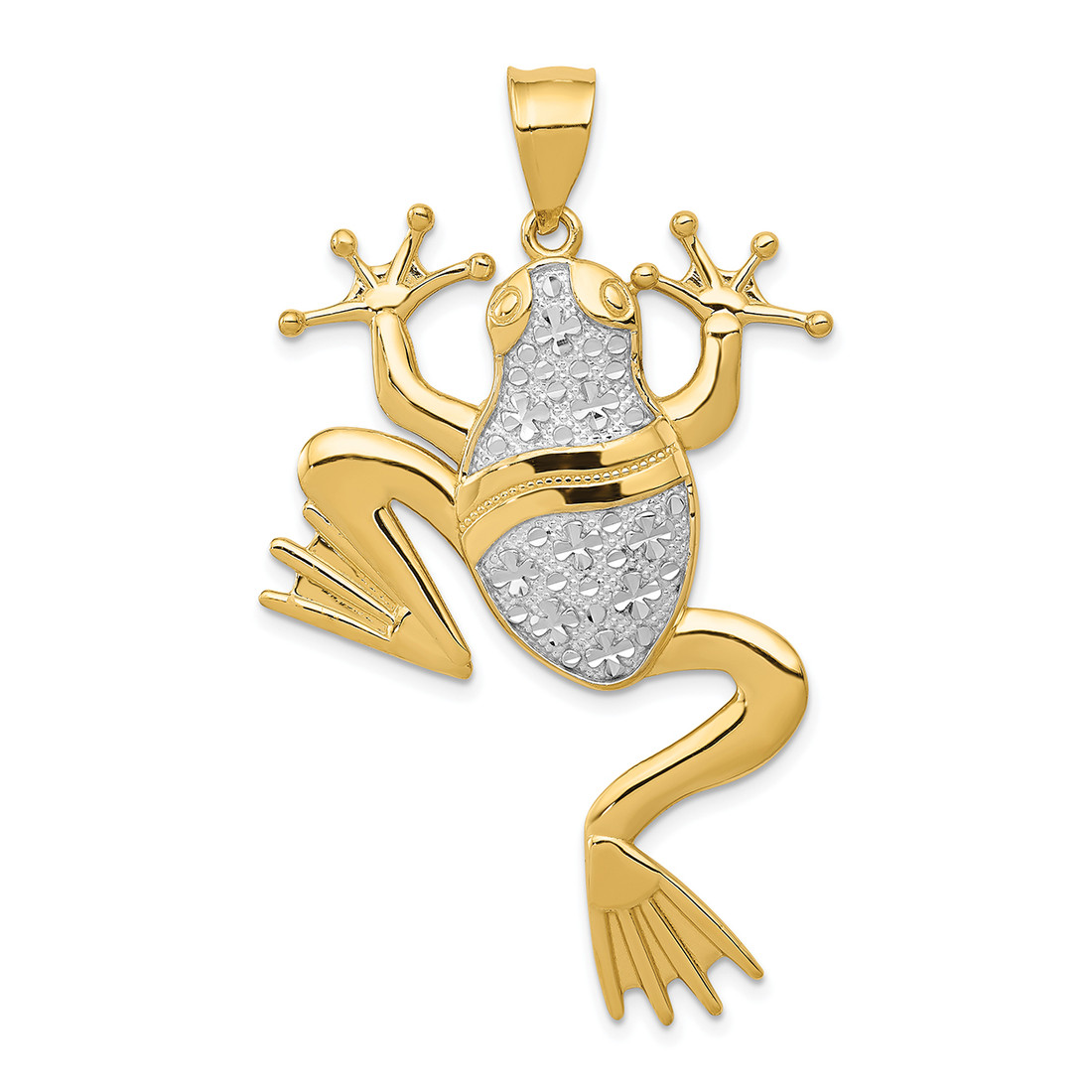 Large Frog Pendant Charm 14k Yellow Gold