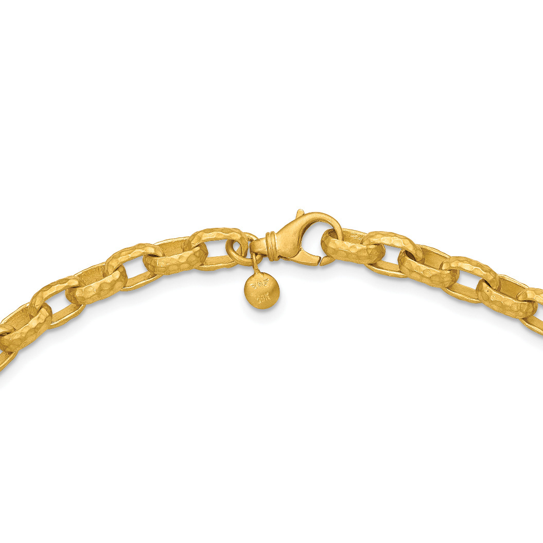 Men's Hammered 18k Yellow Gold Chain Necklace 24