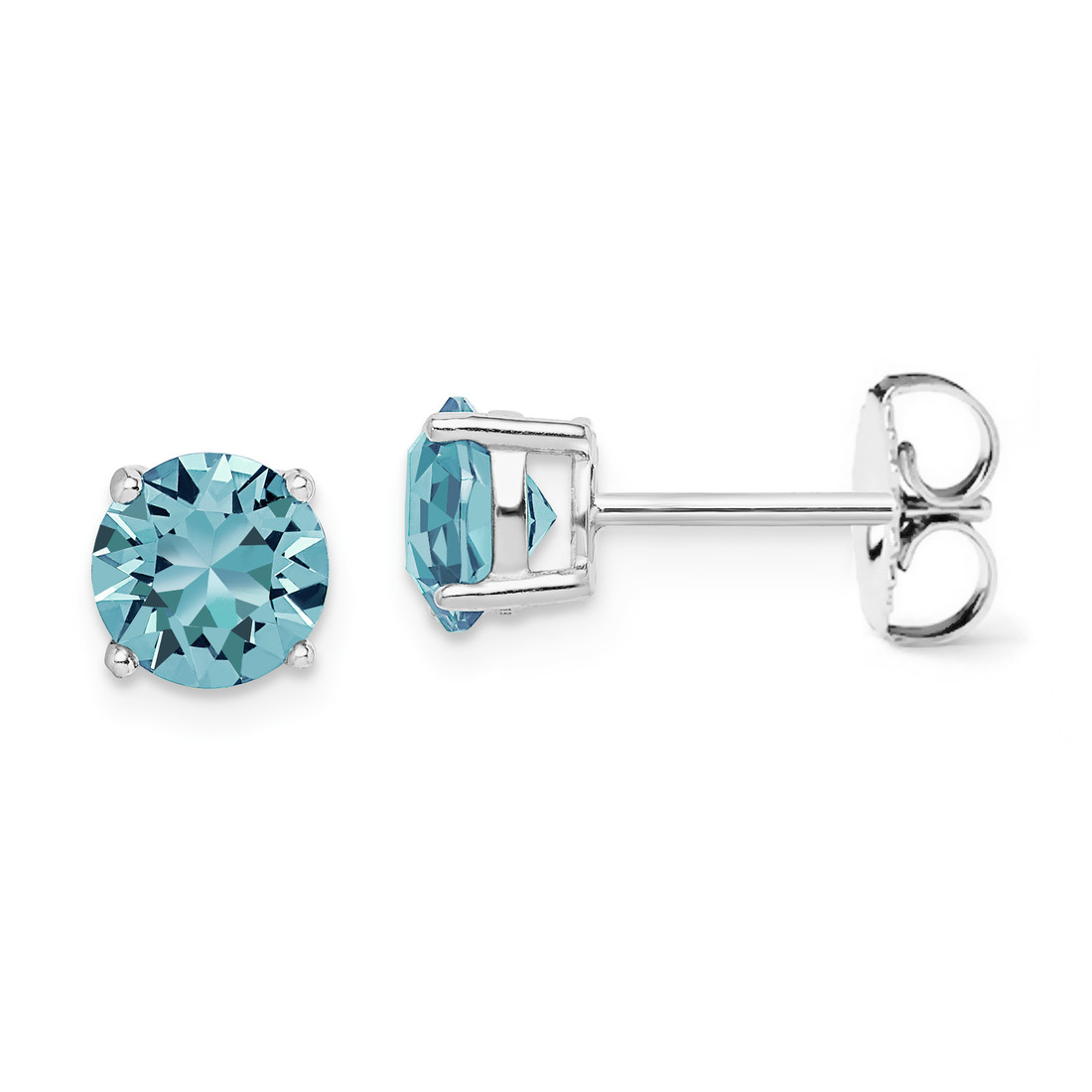 Fine Blue Zircon Stud Earrings 14k Gold