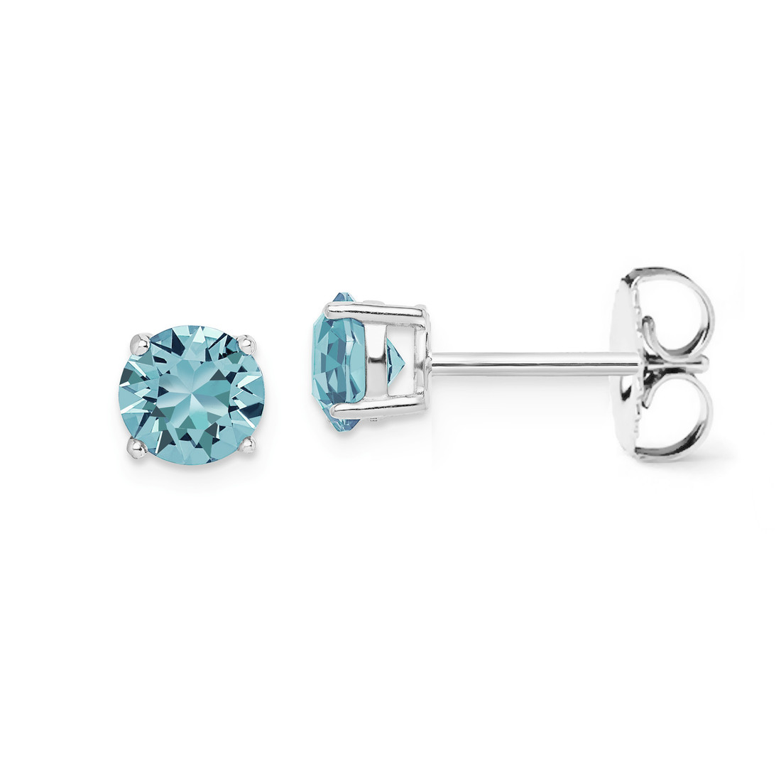 4.5mm Blue Zircon Stud Earrings 14k Gold