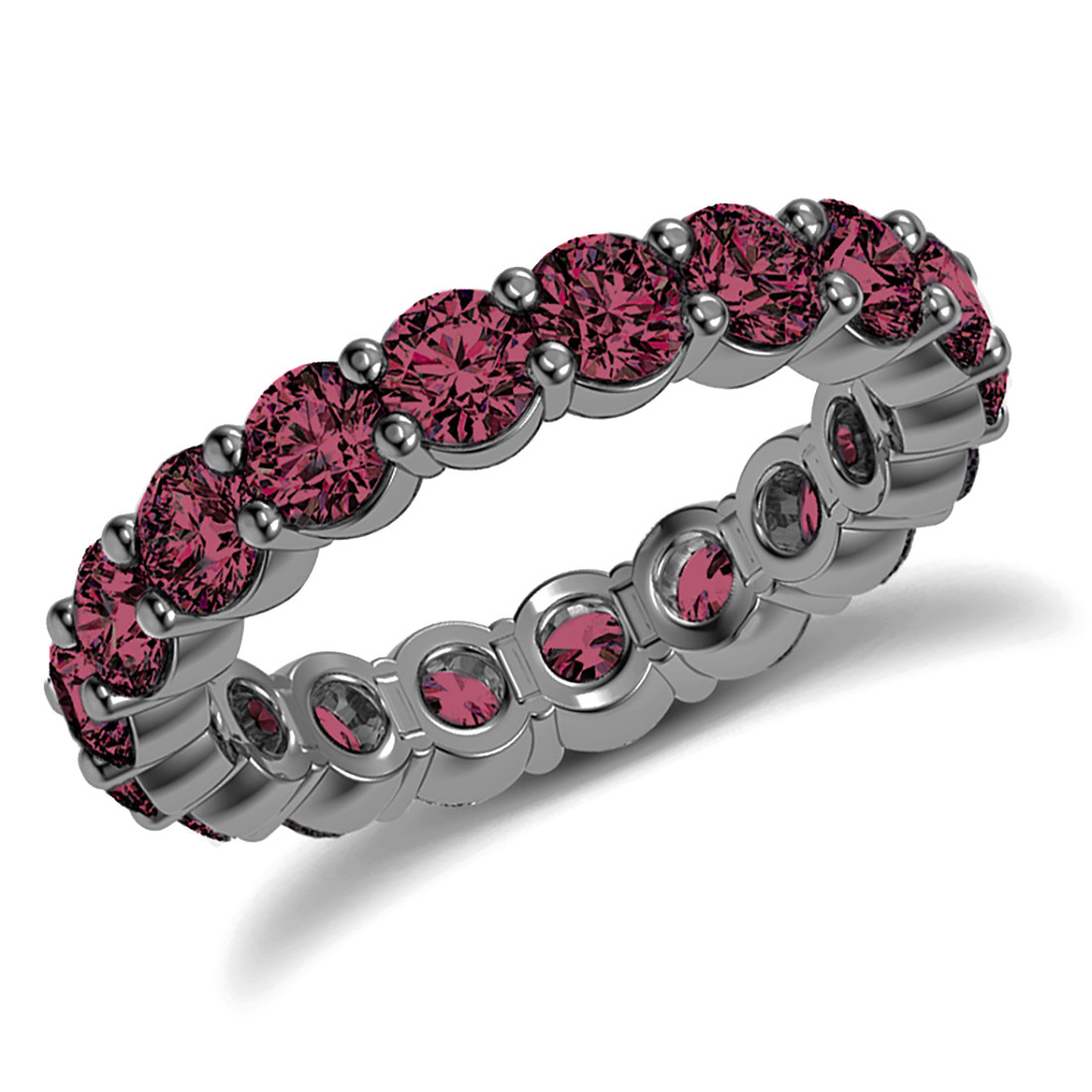 Red Ruby Eternity Wedding Band 14k Black Gold Ring