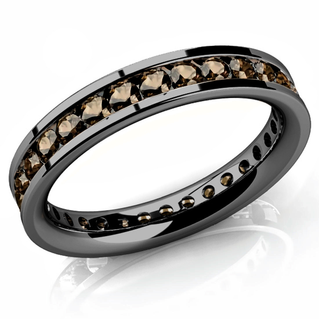 1ct Fancy Brown Diamond Eternity Wedding Band 14k Black Gold