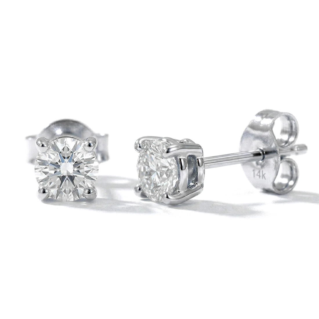 1/2 Carat Lab Grown Diamond Stud Earrings 14k White Gold