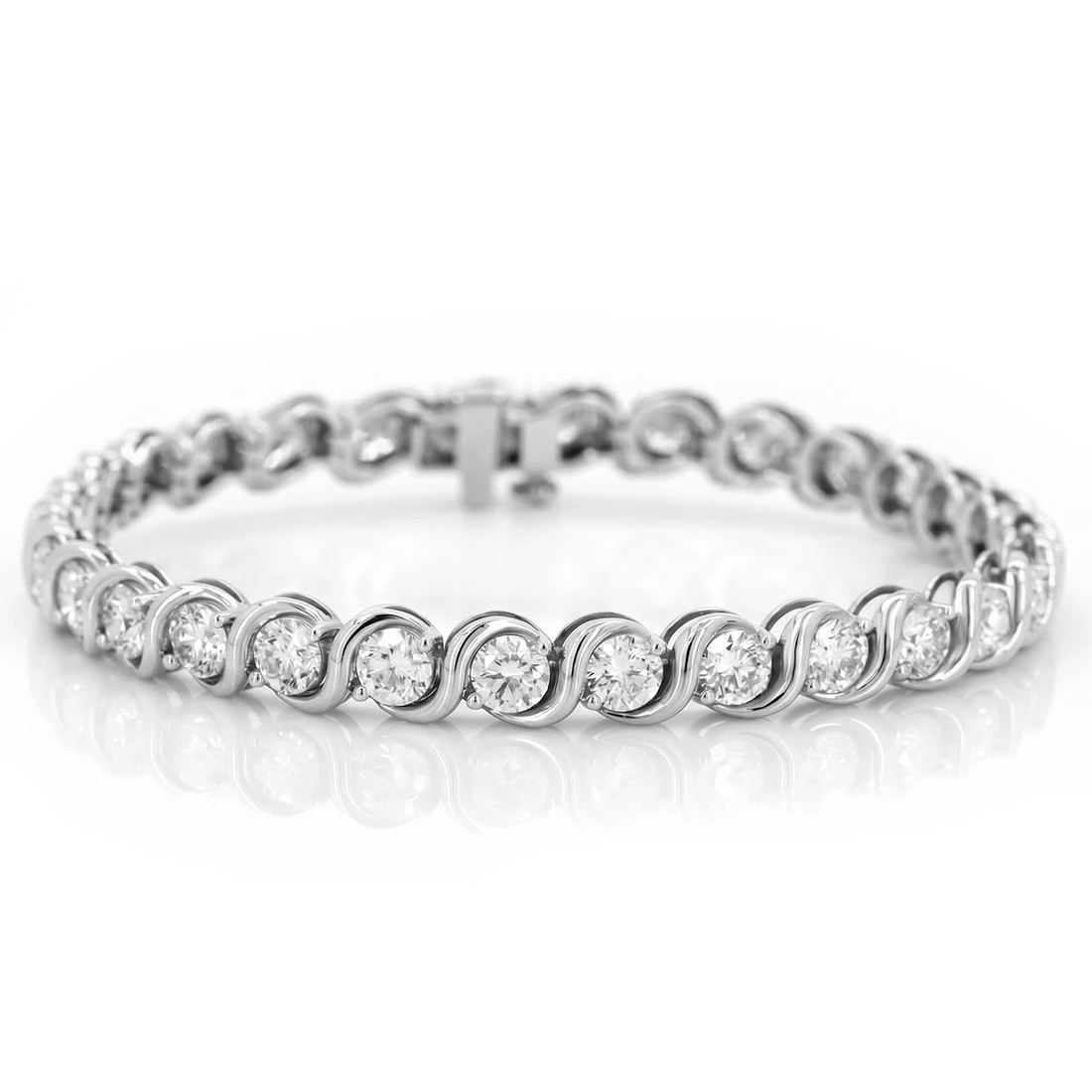 S-Link 10 Carat Lab Grown Diamond Tennis Bracelet 14k White Gold