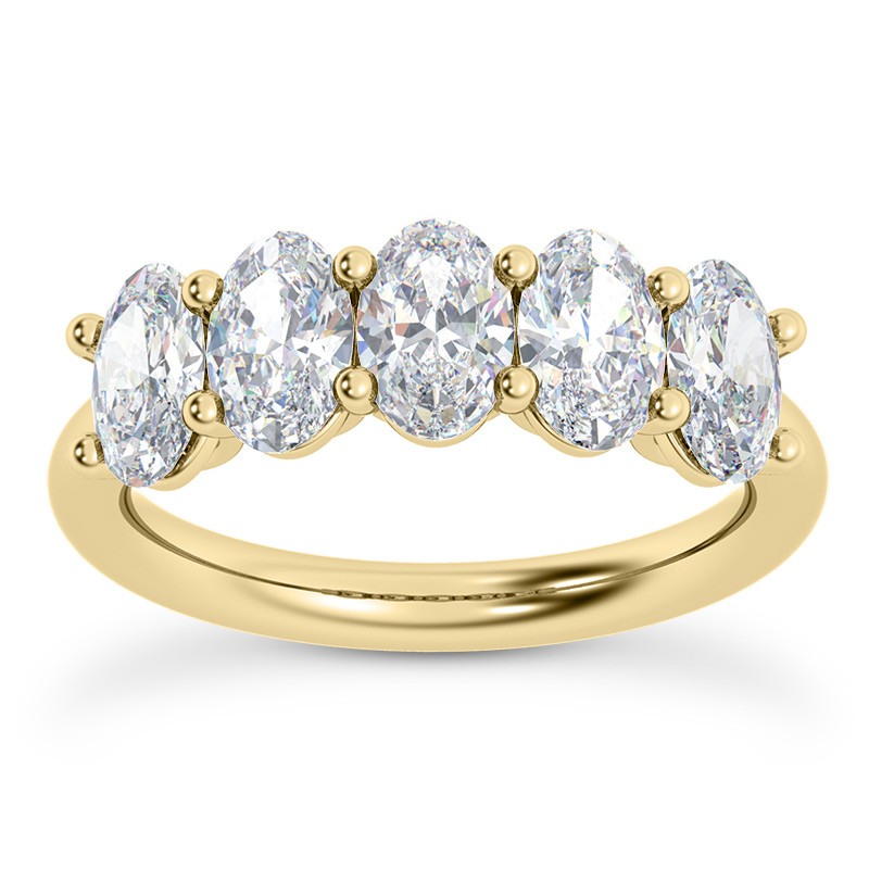 Cubic Zirconia Half Eternity Ring 5A Yellow Gold