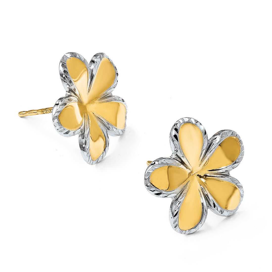 [LLOYD] 14K☆Flower stone Earrings 14K White Gold Diamond Flower Stud Earrings @ $1100. Shop
