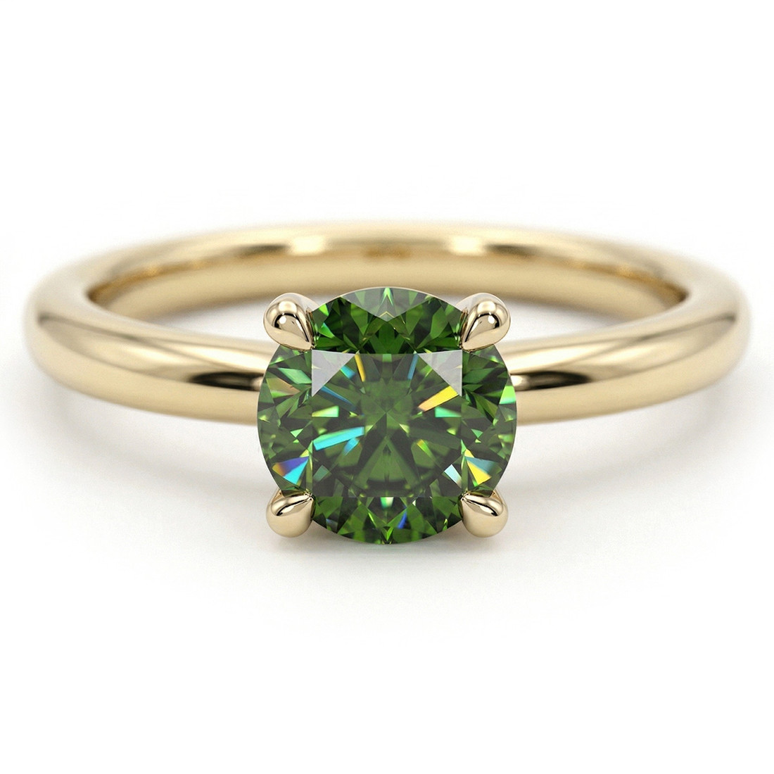 1 Carat VS1 Fancy Green Diamond Solitaire Engagement Ring