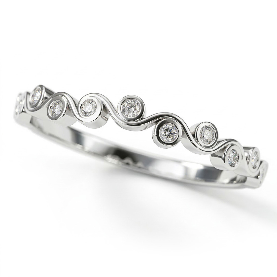 Unique Diamond Wave Twisted Wedding Band Anniversary Ring