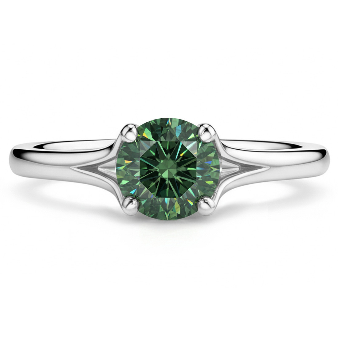 3/4ct Fancy Green Diamond Split-Shank Solitaire Engagement Ring