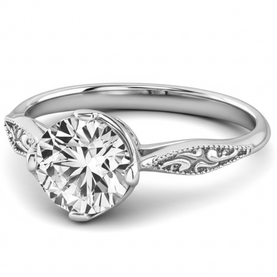 Lab Grown Diamond Vintage Style Solitaire Engagement Ring