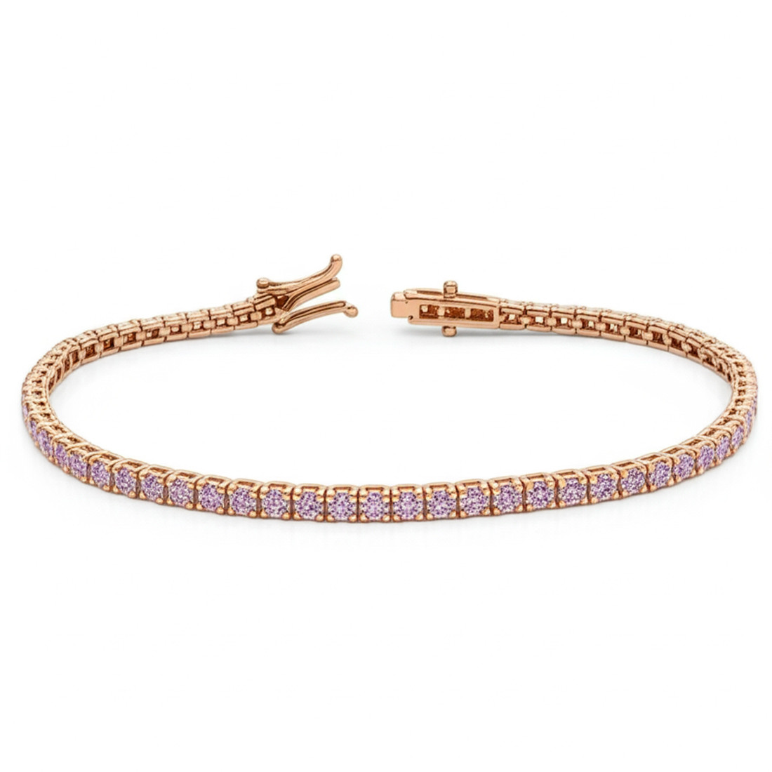 Lab Grown Pink Diamond Eternity Tennis Bracelet 14k Rose Gold