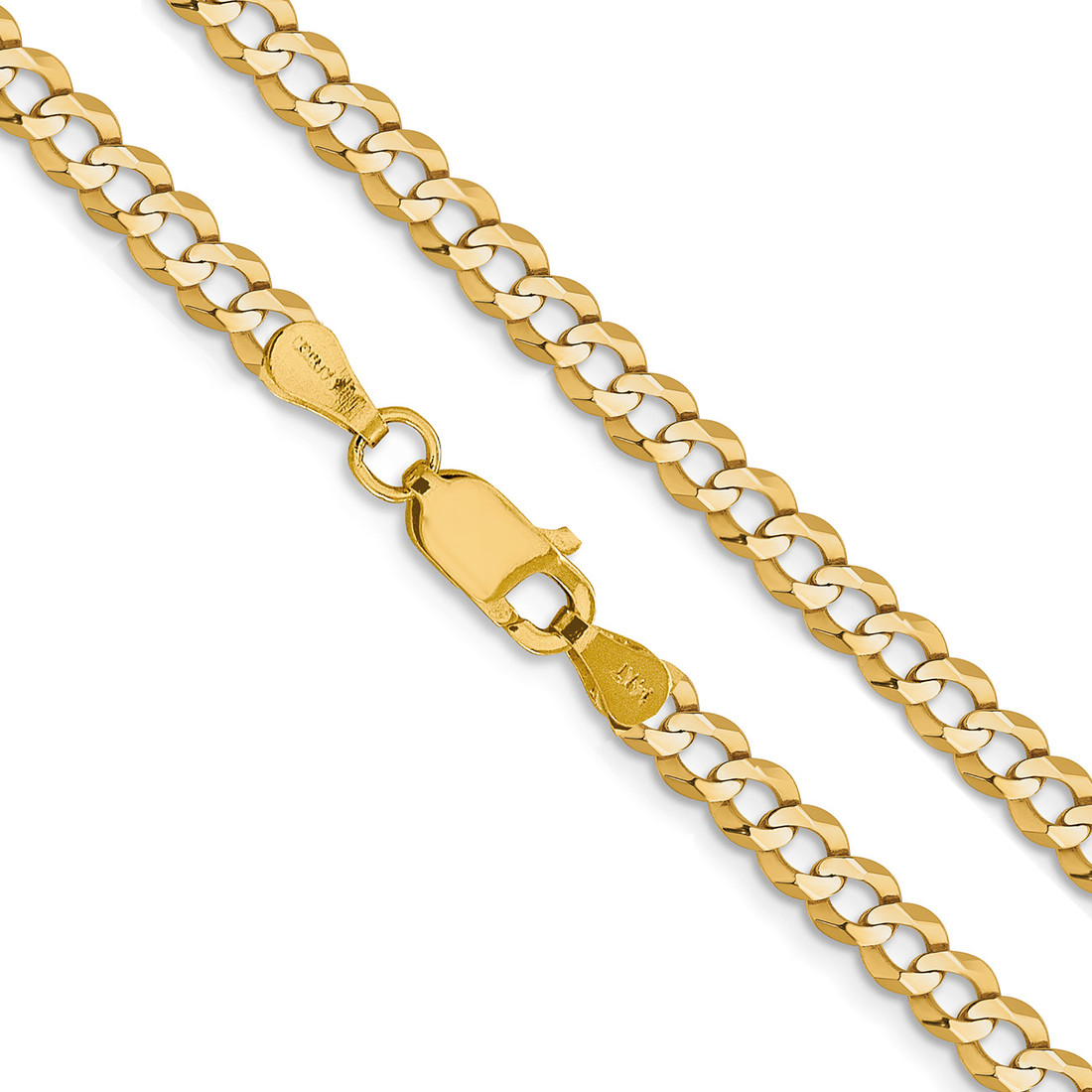 10k Yellow Gold Flat Cuban Chain Lightweight Necklace 22"