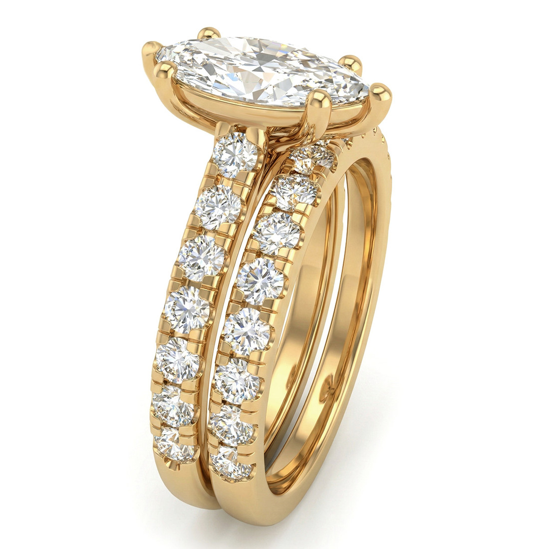 2.6ct Marquise Cut Lab Grown Diamond Engagement & Wedding Ring Set 14k ...