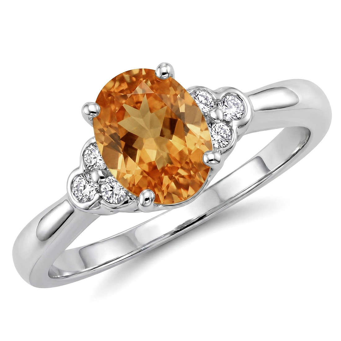 Oval Orange Sapphire and Diamond Engagement / Bridal Ring