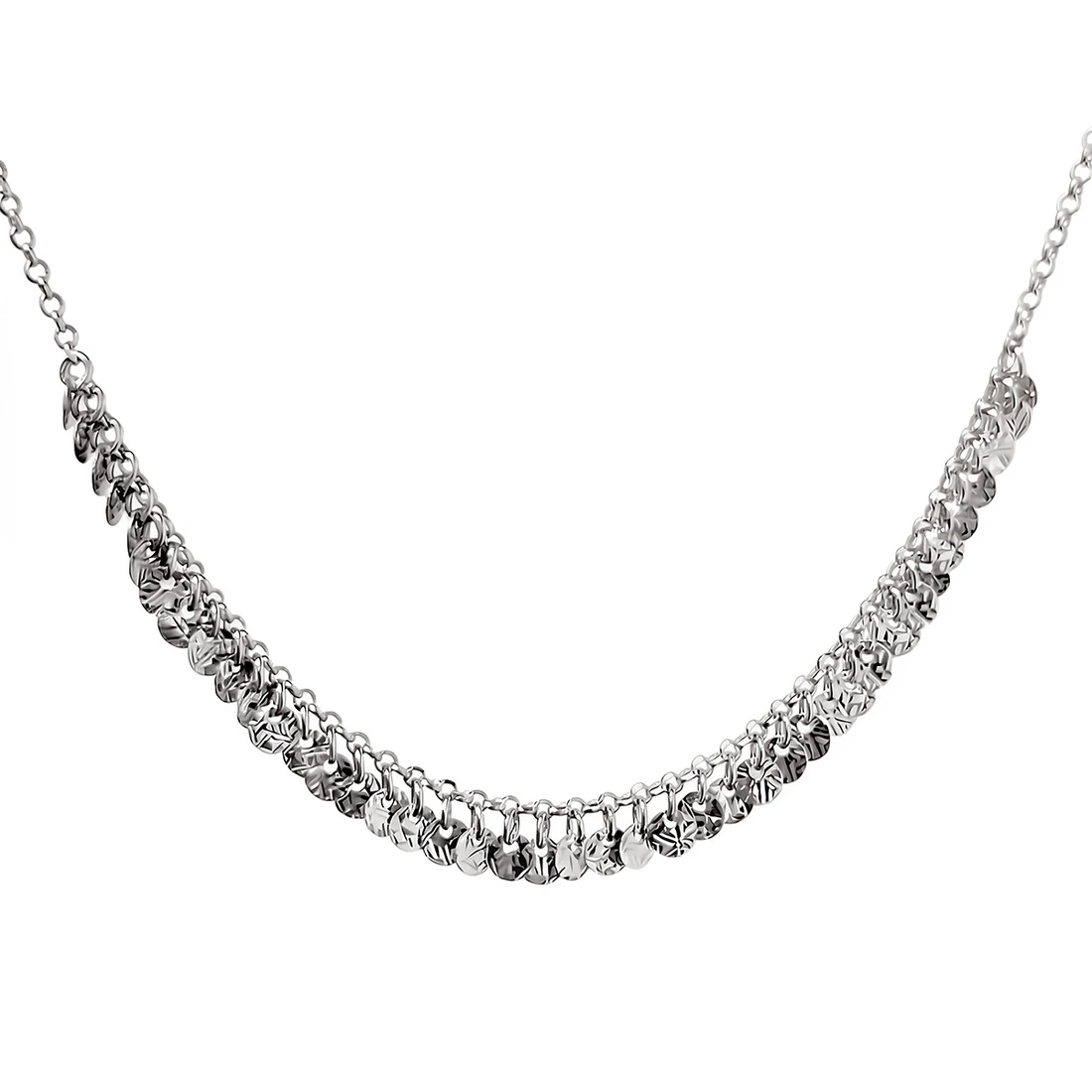 Dangling Discs 925 Sterling Silver Necklace Adjustable Chain