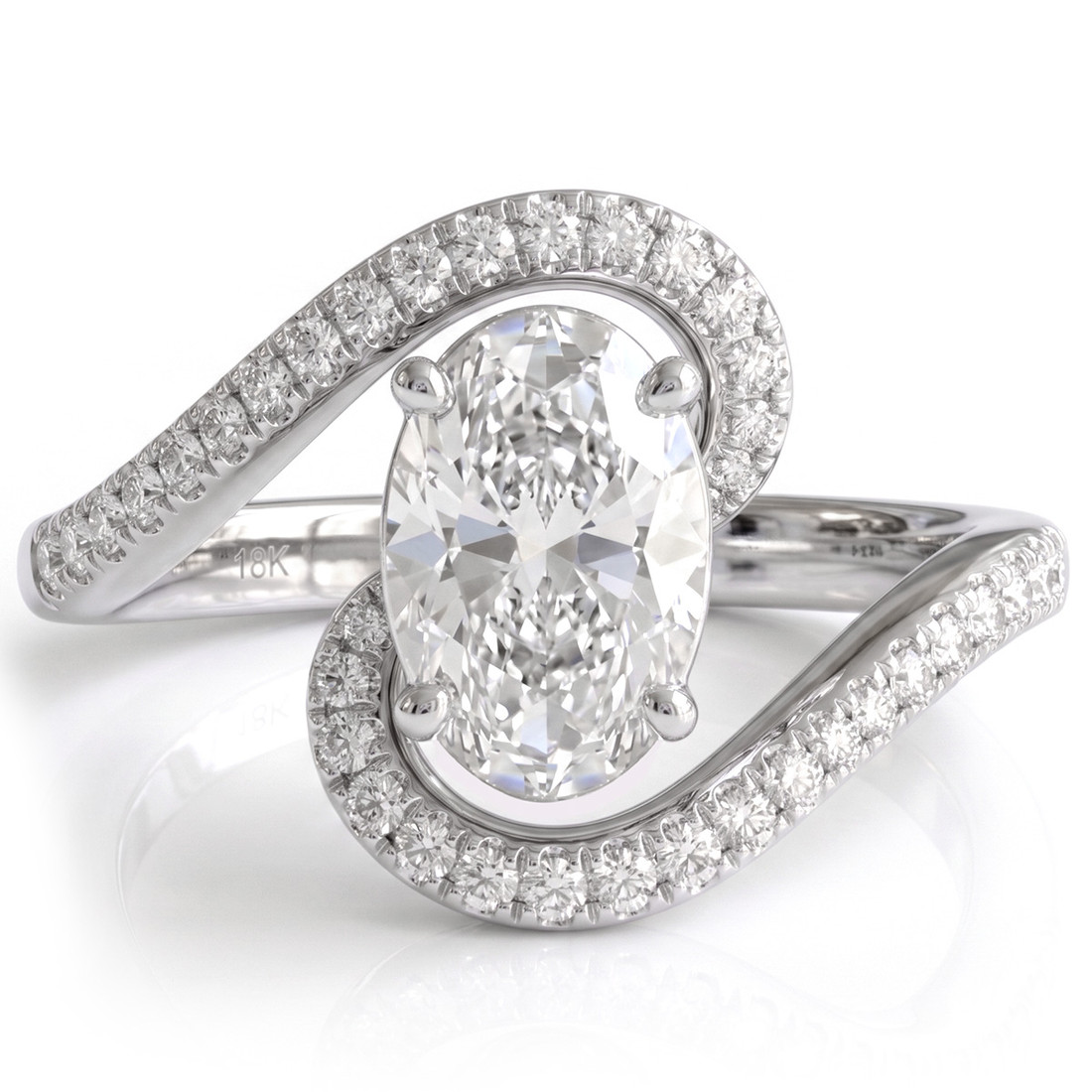 Oval Lab Grown Diamond Engagement Ring Bypass Style