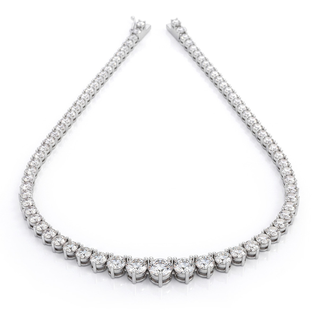 15 Carat Natural Diamond Graduated Tennis Necklace 950 Platinum