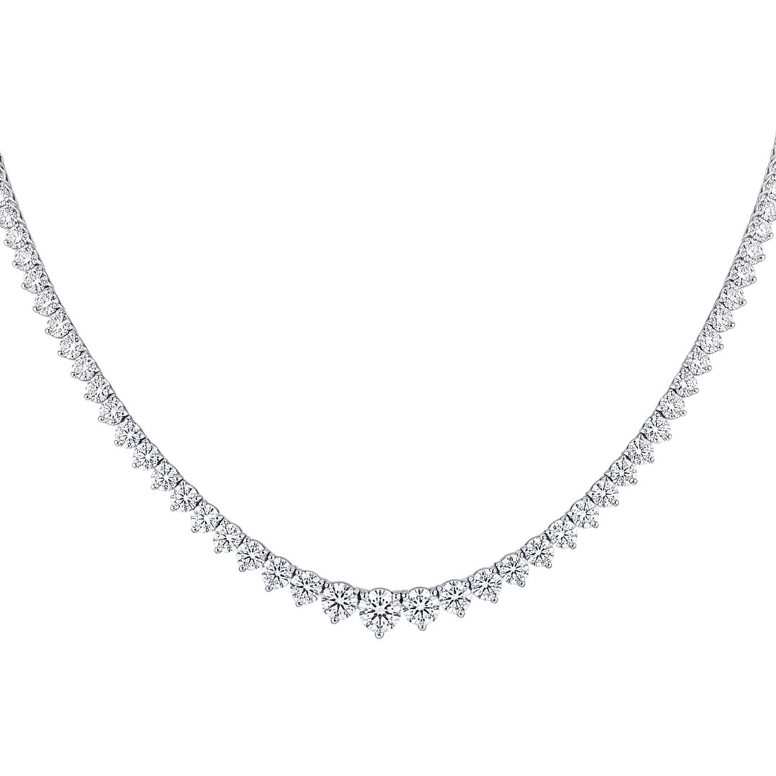 10ct Graduated Lab Grown Diamond Tennis Necklace 14k White Gold