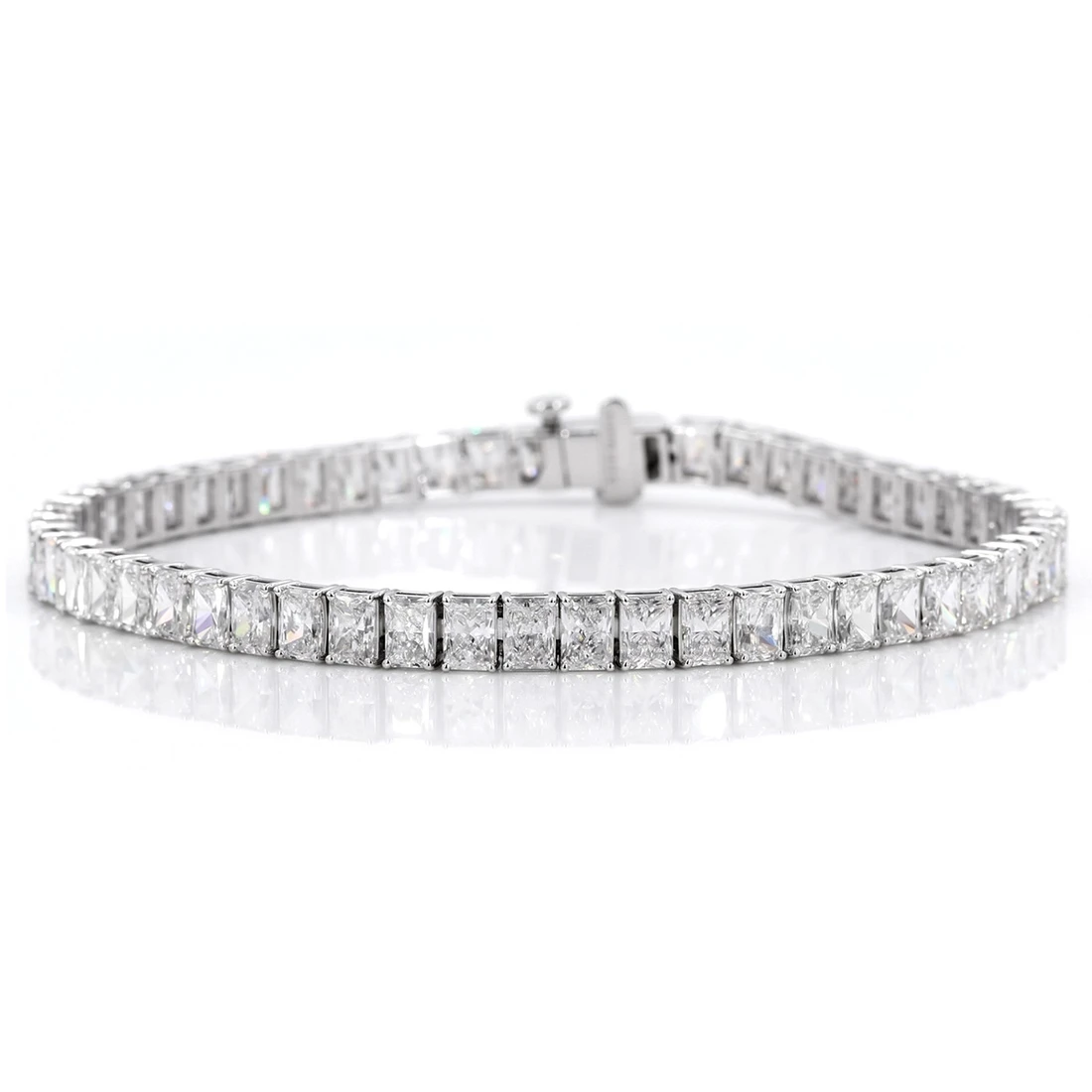 Radiant Cut Lab Grown Diamond Tennis Bracelet 14k White Gold