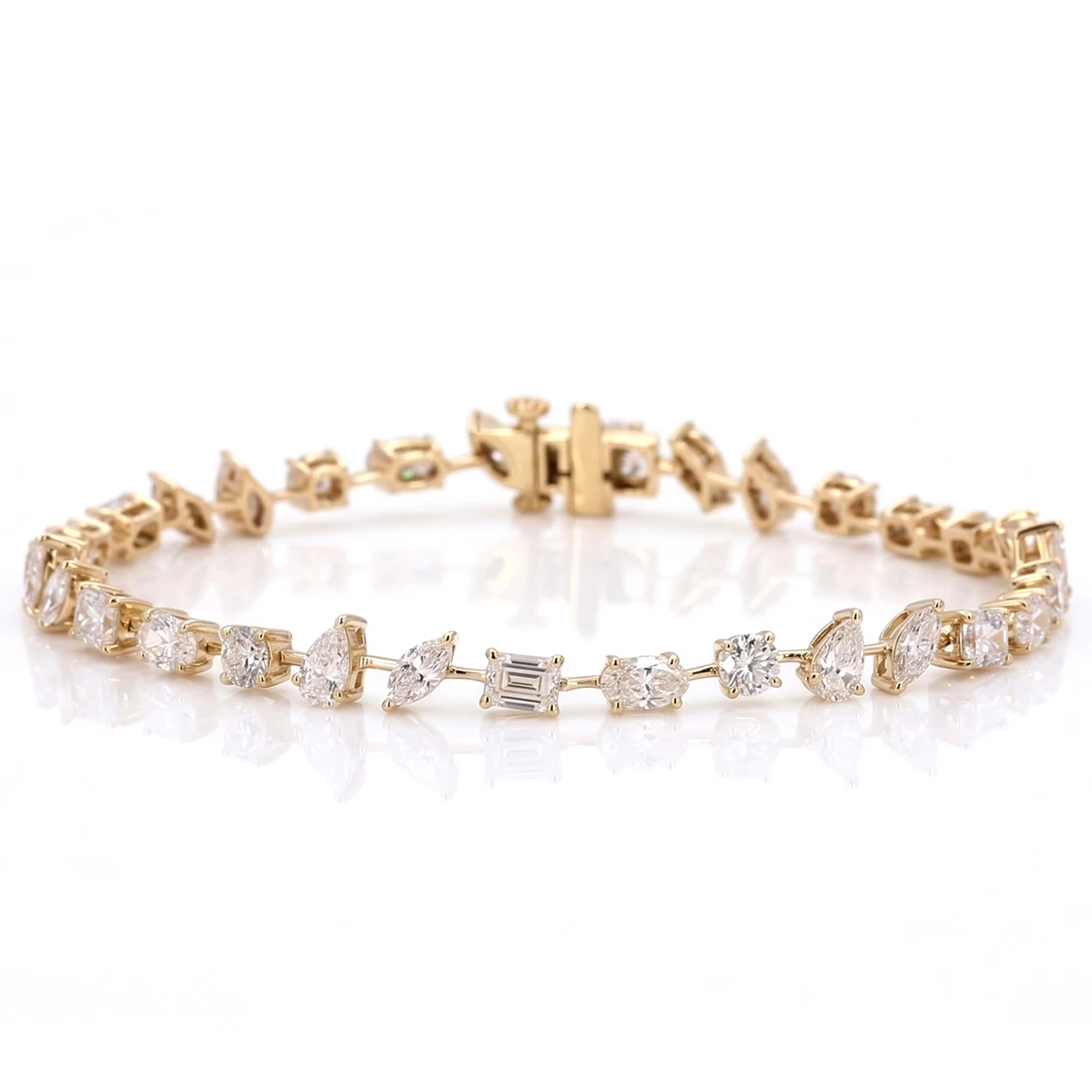 Mixed Shape Lab Grown Diamond Tennis Bracelet 14k Yellow Gold