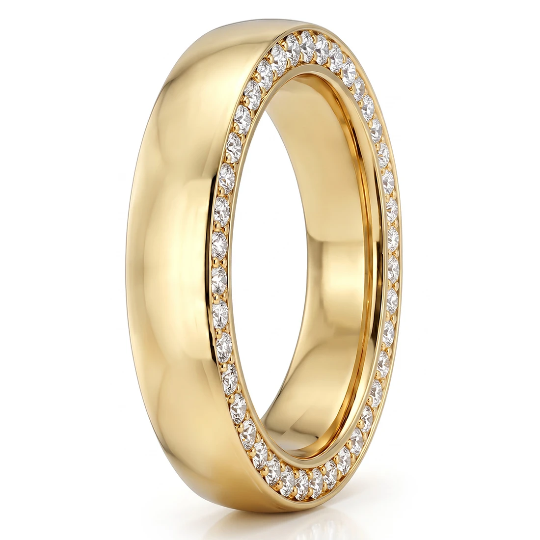 Unique Diamond Edge Eternity Wedding Band 14k Yellow Gold Men's Ring 