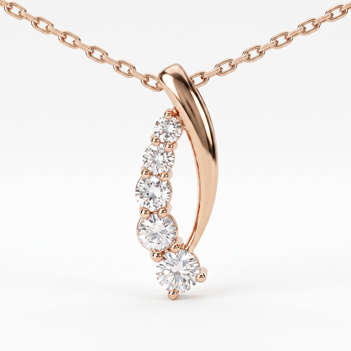 アクセサリー pointless journey CHAIN NECKLACE - GOLD 0.50ct Natural Diamond 5 Stone Journey Pendant With Chain 14k Gold
