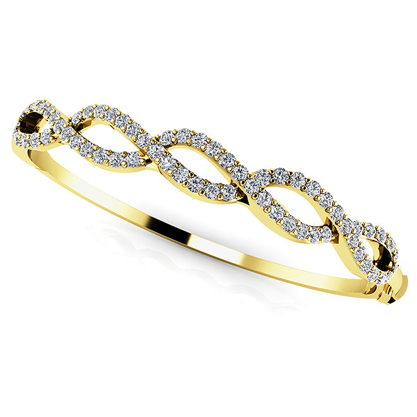 2 Carat Diamond Twist Bangle Hinged Bracelet 18k White Yellow Gold